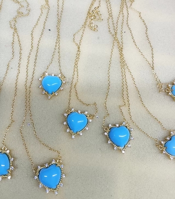 925 Sterling Silver Chain Perhiasan Berlian Dan Biru Hati Twist Kalung Tidak Ada Perhiasan