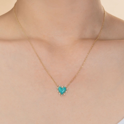 925 Sterling Silver Chain Perhiasan Berlian Dan Biru Hati Twist Kalung Tidak Ada Perhiasan