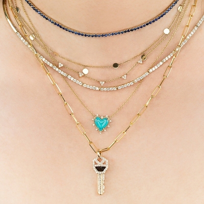 925 Sterling Silver Chain Perhiasan Berlian Dan Biru Hati Twist Kalung Tidak Ada Perhiasan