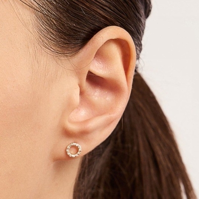 18K emas dilapisi 925 Sterling Perak Earrings Stud Klasik untuk Wanita Aksesoris Fashion
