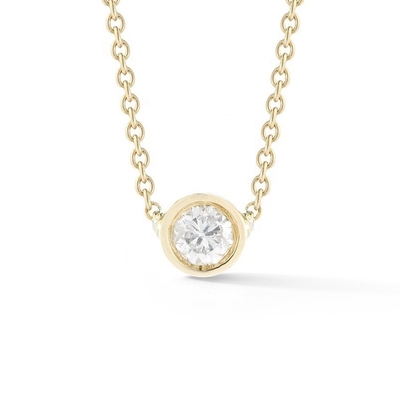 Simple 925 Sterling Silver Solitaire Diamond CZ Kalung dalam Ukuran Batu 7mm/10mm/15mm
