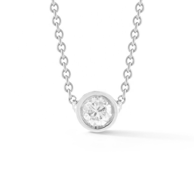 Simple 925 Sterling Silver Solitaire Diamond CZ Kalung dalam Ukuran Batu 7mm/10mm/15mm
