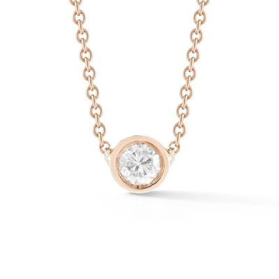 Simple 925 Sterling Silver Solitaire Diamond CZ Kalung dalam Ukuran Batu 7mm/10mm/15mm