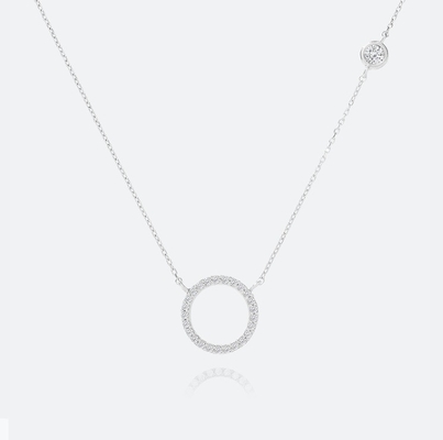 Emas Lapisan S925 Perak Lingkaran Pendant CZ Kalung untuk Wanita 925 Sterling Perak
