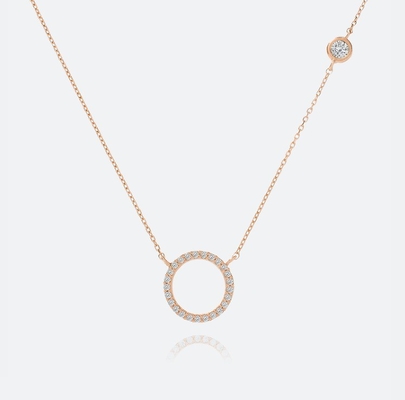 Emas Lapisan S925 Perak Lingkaran Pendant CZ Kalung untuk Wanita 925 Sterling Perak