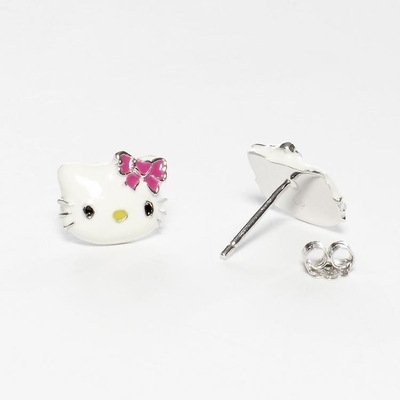 Hello Kitty Earring Studs dengan Emas Hitam dan Plating Perak