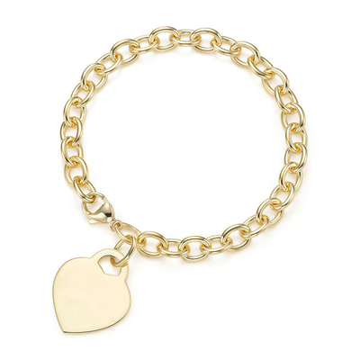 Pria 925 Sterling Silver Heart Charm gelang besar untuk terlihat canggih 15x15mm