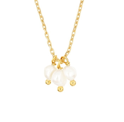 925 Sterling Perak Tiga Mutiara Air Tawar Charm Pendant Kalung untuk Wanita 16 " 1" 1