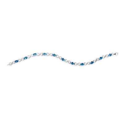 925 Silver Infinity Blue Topaz CZ Tennis Bracelet Length 6.25 inches for Chic Fashion