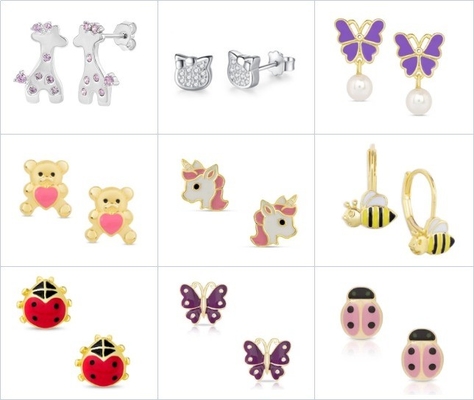 Cantik trendy bunga merah muda enamel sekrup kembali anting-anting 925 Sterling Desain perak