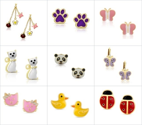 Cantik trendy bunga merah muda enamel sekrup kembali anting-anting 925 Sterling Desain perak