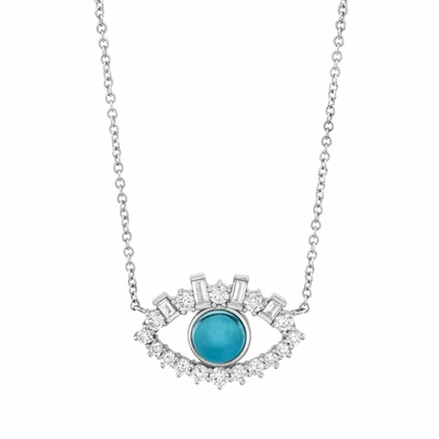 18K Gold Plated Baguette Kubic Zircon 925 Sterling Perak Wanita Evil Eye Kalung
