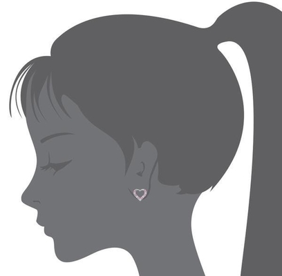 Micro Insert Heart Pink Screw Back Earrings untuk Anak-anak dalam 925 Sterling Silver