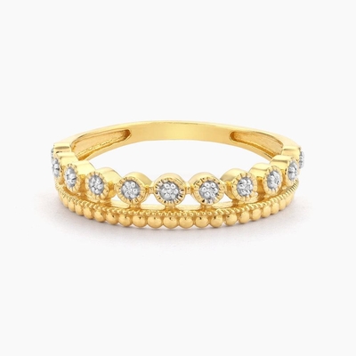 925 Sterling Silver Style Klasik Grosir cincin wanita yang dapat ditumpuk dengan manik-manik berlapis emas