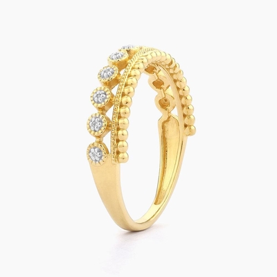 925 Sterling Silver Style Klasik Grosir cincin wanita yang dapat ditumpuk dengan manik-manik berlapis emas