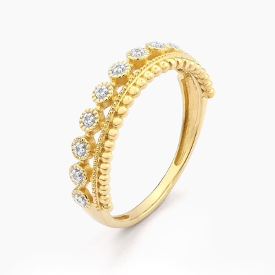 925 Sterling Silver Style Klasik Grosir cincin wanita yang dapat ditumpuk dengan manik-manik berlapis emas