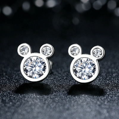 Penilaian pihak ketiga Bersertifikat Anak Perhiasan 925 Sterling Perak Earrings Tikus