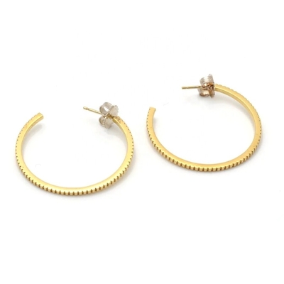 Earrings 925 Sterling Silver 18K Gold Hoop Kontemporer Dengan Logo Pelanggan 30*30mm