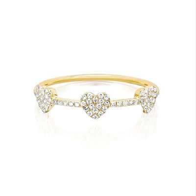 18K Gold Plated 925 Sterling Silver Tiga Micro Pave Heart Ring untuk wanita dan elegan