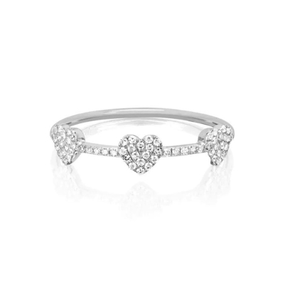18K Gold Plated 925 Sterling Silver Tiga Micro Pave Heart Ring untuk wanita dan elegan