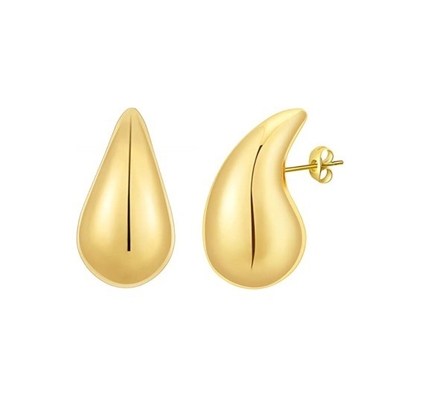 Custom Logo 18K Gold Plated Teardrop Hollow Stud Earring untuk Girls Perhiasan Party