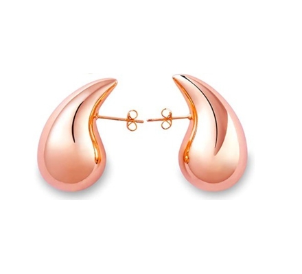 Custom Logo 18K Gold Plated Teardrop Hollow Stud Earring untuk Girls Perhiasan Party