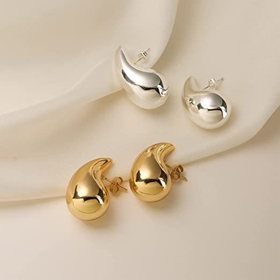 Custom Logo 18K Gold Plated Teardrop Hollow Stud Earring untuk Girls Perhiasan Party