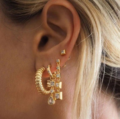 Earring rantai ular tekstur Hoop dalam perak 925 Sterling untuk kotak aksesoris gadis