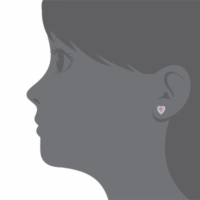 Rose Gold Plated Heart Pink CZ Screw Back Stud Earrings untuk Anak-anak dalam 925 Sterling Silver