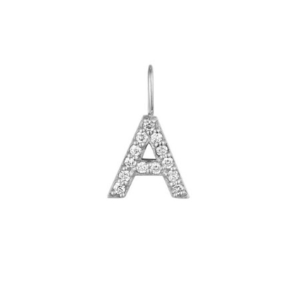 Nikel Bebas 925 Sterling Silver Letter A Diamond Charm Kalung Popular Charm Awal