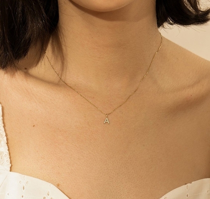 Nikel Bebas 925 Sterling Silver Letter A Diamond Charm Kalung Popular Charm Awal