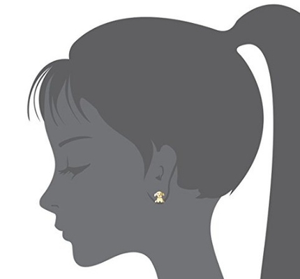 Silver Baby Puppy Cubic Zirconia Screwback Girls Earrings dengan Rhodium Plating