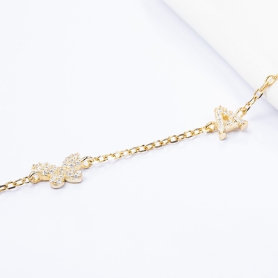 Kalung Mini 18K Emas Putih Micron Pave CZ Kupu-kupu 925 Sterling Silver Pendant