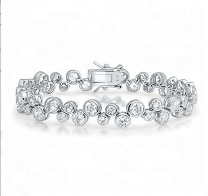 925 Sterling Perak Tenis Gelang dengan Batu Putih CZ dan Bezel pengaturan Opsi