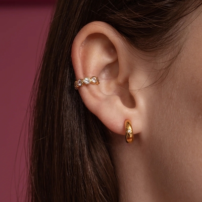 Jenis sertifikat Penilaian pihak ketiga 925 Sterling Silver North Star Half Hoop Earrings