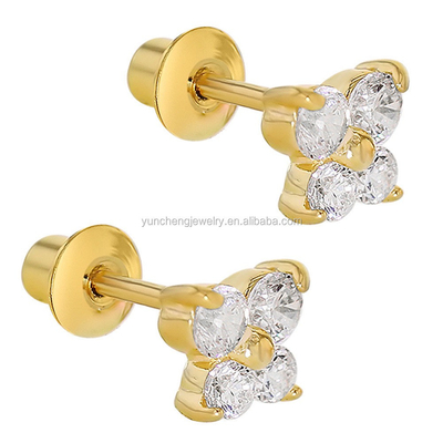 Butterfly Blue and Clearly CZ Anak-anak Custom Stud Earrings 925 Sterling Perak