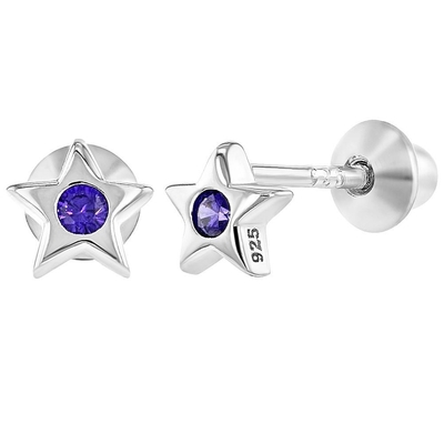 Peluang Lain Little Star Pink Cubic Zircon Baby Girls Screw Back Stud 925 Sterling Perhiasan Perak