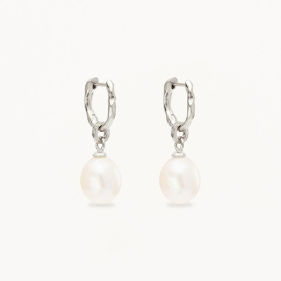 925 Perak Huggie Pearl Drop Earrings ZIRCON Huggie Earrings dengan Pearl Drop
