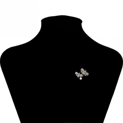 Berwarna-warni Enamel Bee Brooch Crystal Rhinestone Bumble Bee Lapel Pin