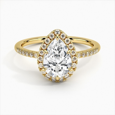 925 Sterling Silver Halo Putih Emas Plating Cincin Pertunangan