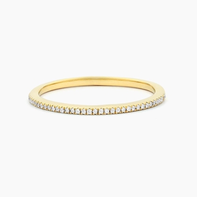 Item Hot 18K emas dilapisi Half Eternity 925 Sterling Perak Wanita Band Cincin