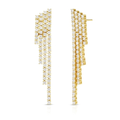 18K emas dilapisi kubik Zircon Tassel Kuning Earrings