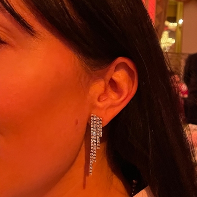 18K emas dilapisi kubik Zircon Tassel Kuning Earrings