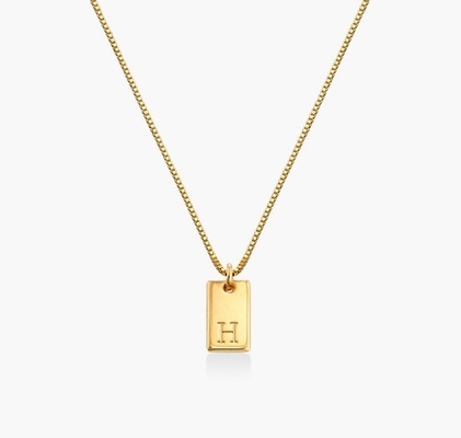Baguette 18K Emas diisi Pendant pribadi buatan tangan Kuningan Pendant Kalung
