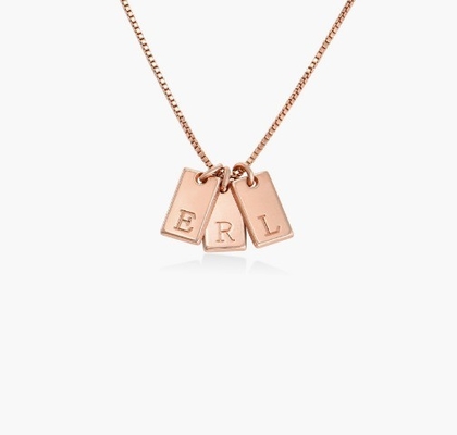 Baguette 18K Emas diisi Pendant pribadi buatan tangan Kuningan Pendant Kalung