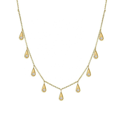 Handmade White Cubic Zircon Teardrop Necklaces untuk Wanita Perhiasan