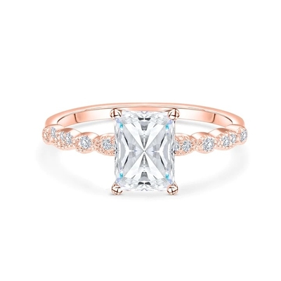 Vintage Handmade 18K Gold Baguette Cut Stone Cincin Pertunangan Gaya Vintage untuk Wanita
