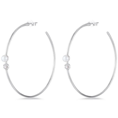 925 Sterling Silver Hoop Earrings 4mm-4.5mm Earrings Pearl Air Tawar