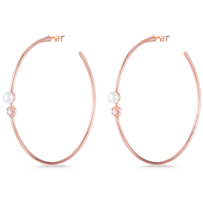 925 Sterling Silver Hoop Earrings 4mm-4.5mm Earrings Pearl Air Tawar