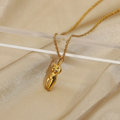 OEM 18in 18K Gold Plated Pendant Girls Perhiasan Bentuk Tubuh Kalung